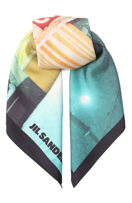 Женский платок из вискозы JIL SANDER разноцветного цвета, арт. J03TF0103/J40085 | Фото 1 (Материал: Текстиль; Нос: Не проставлено; Материал сплава: Проставлено)