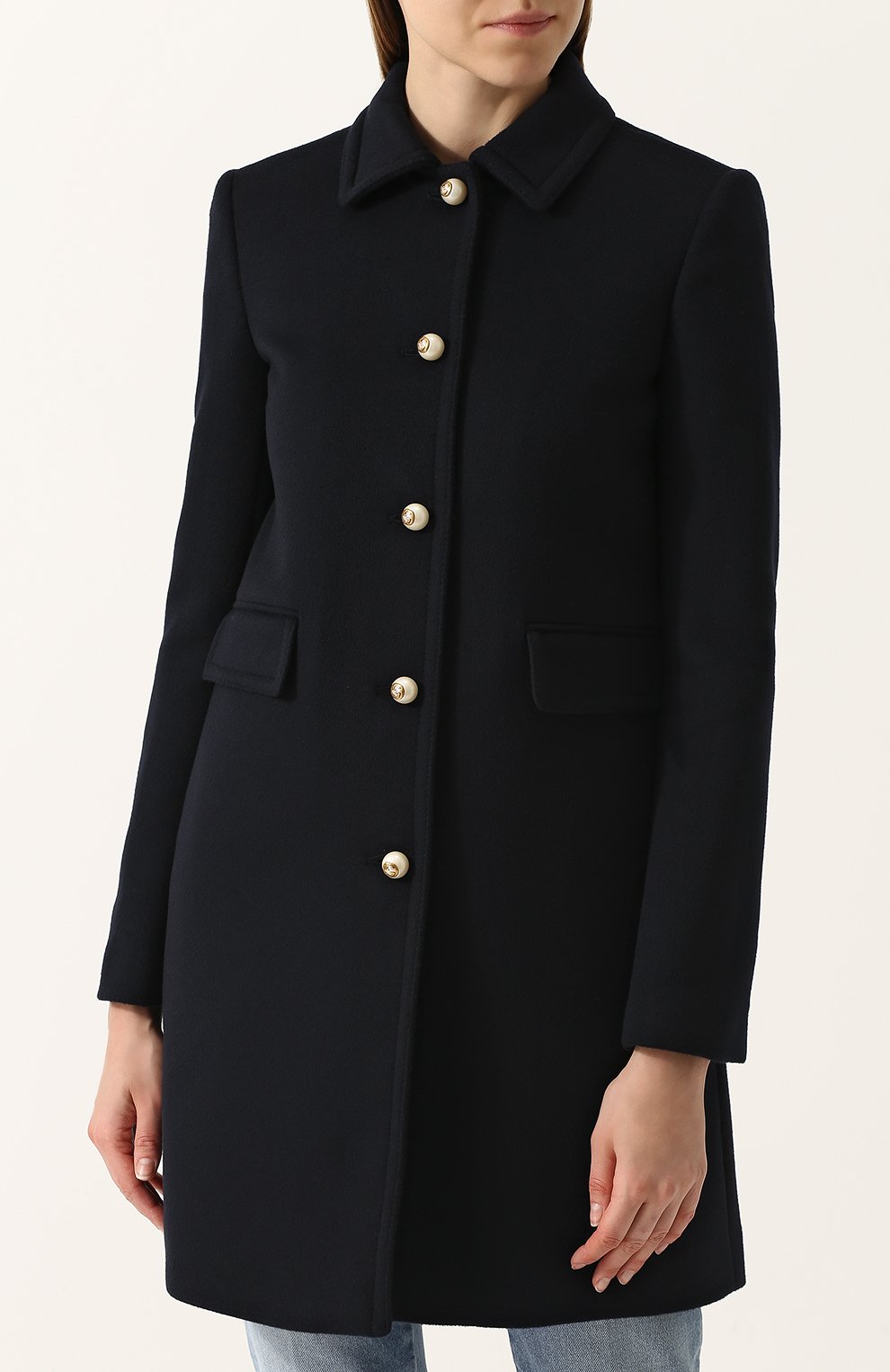 Шерстяное пальто с отложным воротником и жемчужными пуговицами GUCCI, арт. 410535/ZHW03, фото 3