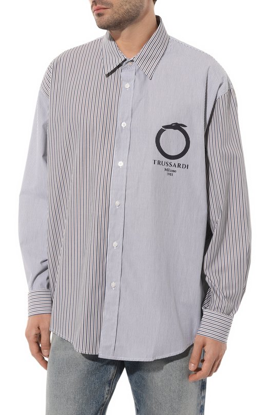 Хлопковая рубашка Trussardi Синий, фото 3