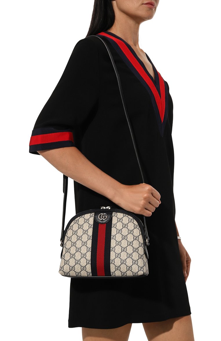 Женская сумка ophidia gg small GUCCI светло-бежевого цвета, арт. 499621/K05NN | Фото 2 (Материал: Экокожа, Текстиль; Ремень/цепочка: На ремешке; Драгоценные камни: Проставлено; Материал сплава: Проставлено; Размер: small)