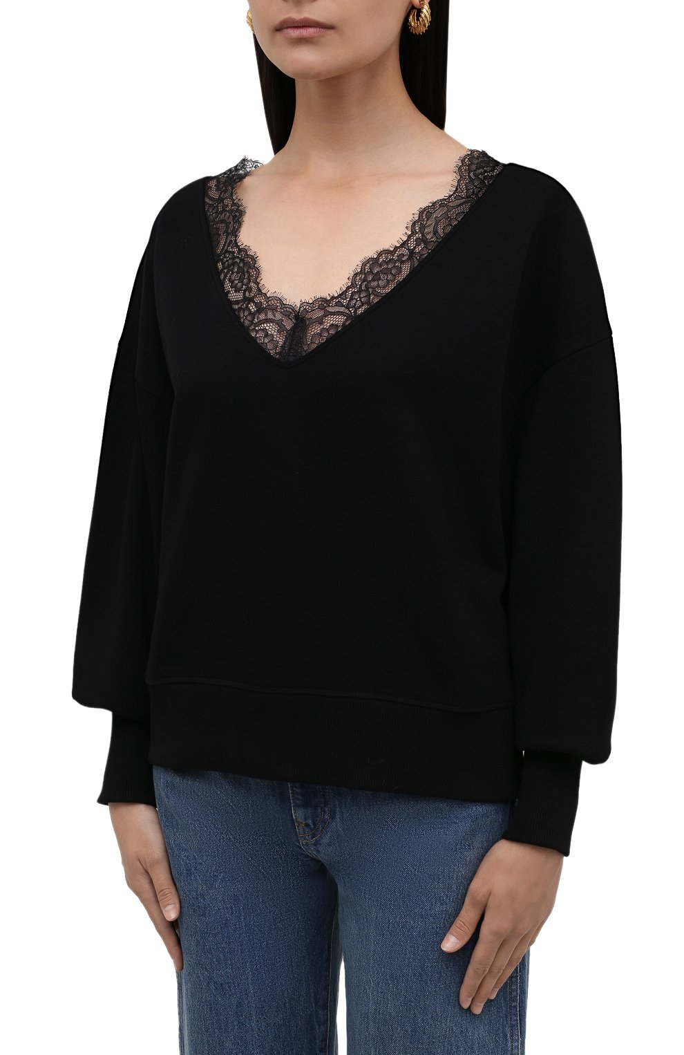 Хлопковый пуловер REDVALENTINO черного цвета по цене 33950 руб., арт. WR3MF07B/625, фото 3 Хлопковый пуловер REDVALENTINO, арт. WR3MF07B/625, фото 3