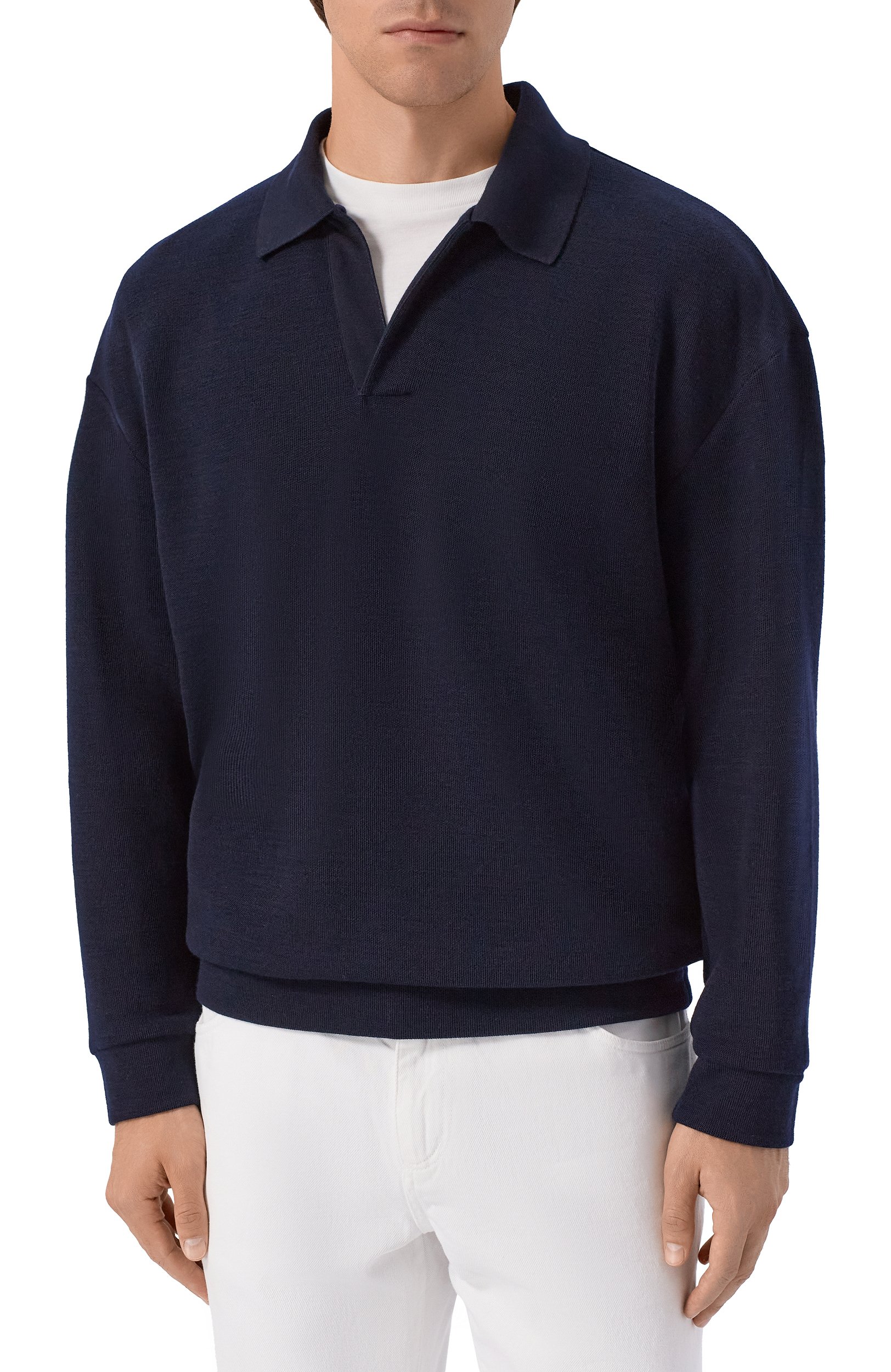 Шерстяное поло GIORGIO ARMANI темно-синего цвета по цене 126500 руб., арт. GM004548/TE23762, фото 3 Шерстяное поло GIORGIO ARMANI, арт. GM004548/TE23762, фото 3