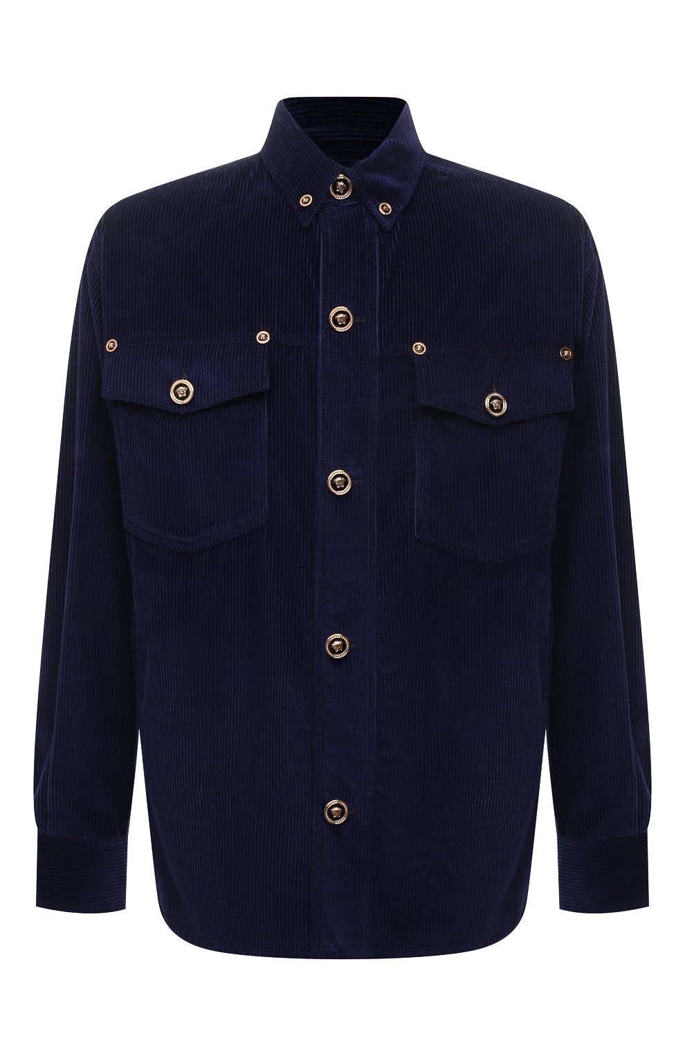 Вельветовая куртка-рубашка VERSACE темно-синего цвета по цене 143000 руб., арт. 1004062/1A02939, фото 1 Вельветовая куртка-рубашка VERSACE, арт. 1004062/1A02939, фото 1