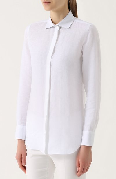 Льняная блуза прямого кроя LORO PIANA белого цвета по цене 84550 руб., арт. FAG1394, фото 3 Льняная блуза прямого кроя LORO PIANA, арт. FAG1394, фото 3