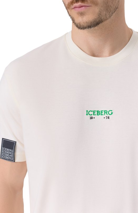 Хлопковая футболка Iceberg F049/6325 Кремовый  F049/6325 Фото 5