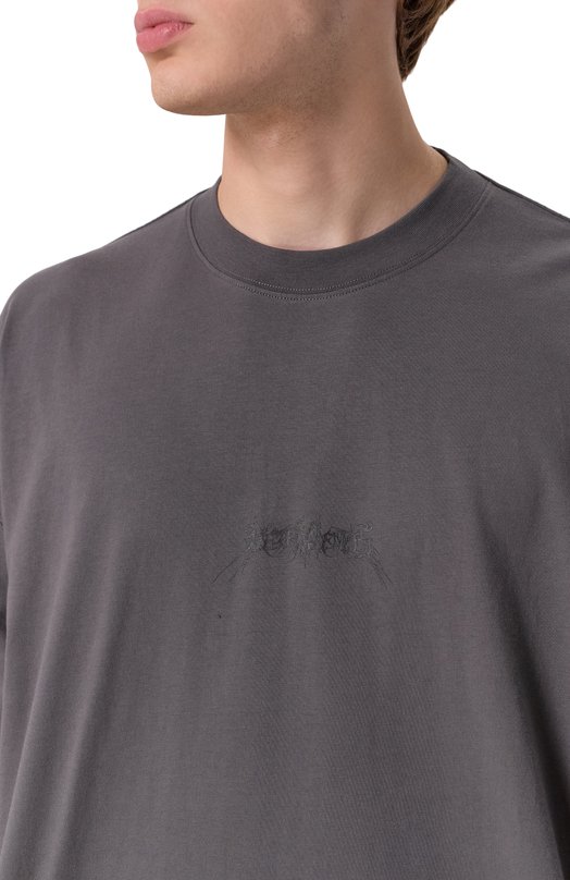 Хлопковая футболка VETEMENTS UH76TR600M Серый  UH76TR600M Фото 5