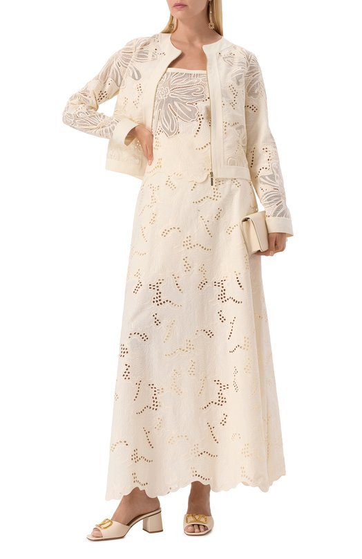 Хлопковая юбка Elie Saab SK121 Кремовый  SK121 Фото 2