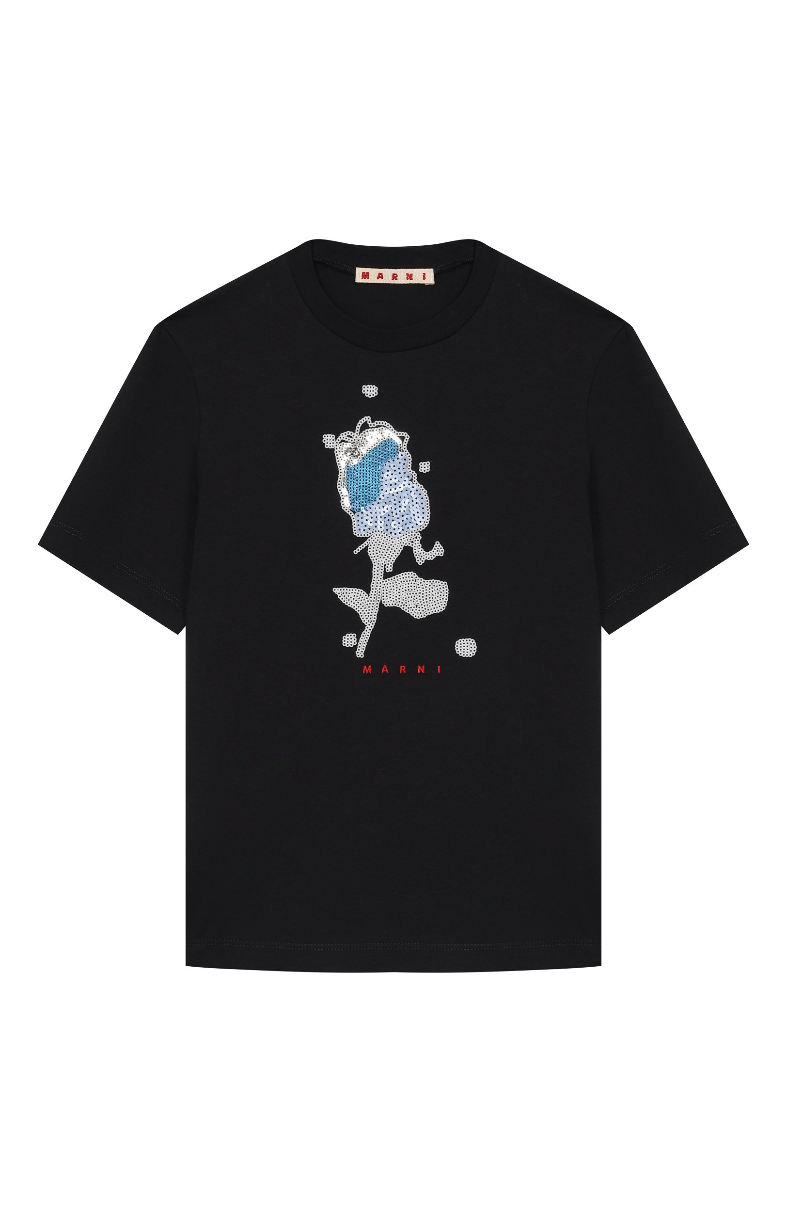 Хлопковая футболка MARNI темно-синего цвета по цене 13450 руб., арт. M02015/M00YR, фото 1 Хлопковая футболка MARNI, арт. M02015/M00YR, фото 1
