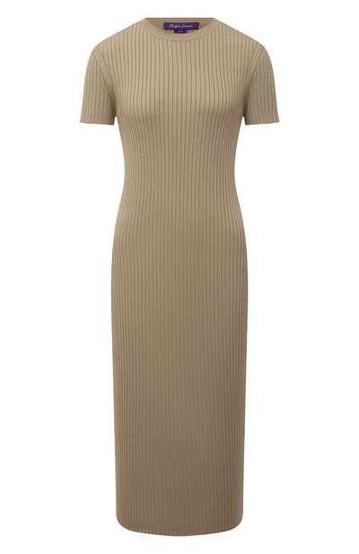 Платье из шерсти и шелка RALPH LAUREN бежевого цвета по цене 173000 руб., арт. 290845569, фото 1 Платье из шерсти и шелка RALPH LAUREN, арт. 290845569, фото 1