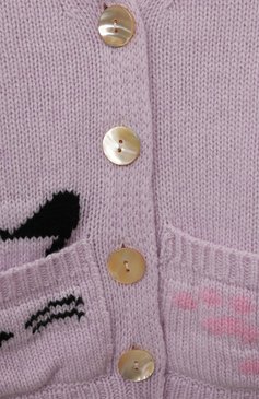 Детский кашемировый кардиган GIORGETTI CASHMERE сиреневого цвета, арт. MB2058/8A-14A | Фото 3 (Рукава: Длинные; Материал внешний: Шерсть, Кашемир)