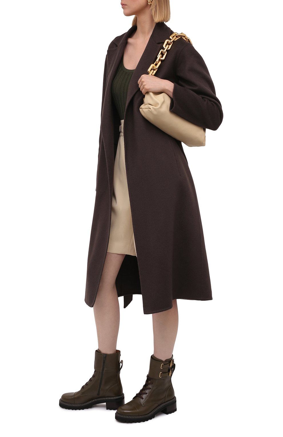 Кожаные ботинки mallory SEE BY CHLOÉ хаки цвета по цене 63850 руб., арт. SB33080A/14003, фото 2 Кожаные ботинки mallory SEE BY CHLOÉ, арт. SB33080A/14003, фото 2