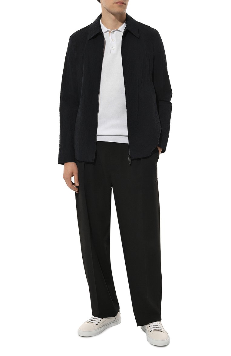 Мужская хлопковая куртка EMPORIO ARMANI темно-синего цвета, арт. E31G16/F1415 | Фото 2 (Материал сплава: Проставлено; Материал внешний: Хлопок; Драгоценные камни: Проставлено; Рукава: Длинные; Длина (верхняя одежда): Короткие; Кросс-КТ: Ветровки, Легкие; Стили: Кэжуэл)