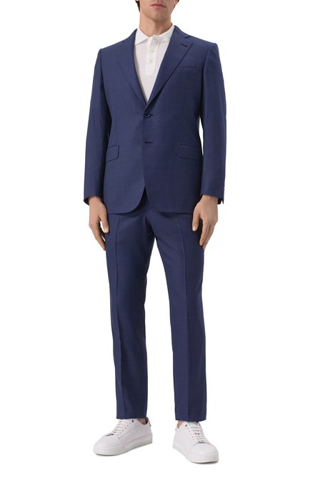 Мужской шерстяной костюм CORNELIANI темно-синего цвета, арт. 256008-2514135_SET | Фото 1 (Материал внешний: Шерсть; Материал сплава: Проставлено; Рукава: Длинные; Материал подклада: Купро; Длина (для топов): Стандартные; Драгоценные камни: Проставлено)
