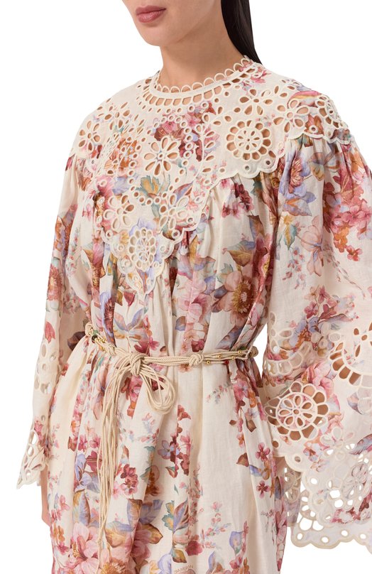 Льняное платье Zimmermann 5801DRS261 Кремовый  5801DRS261 Фото 4