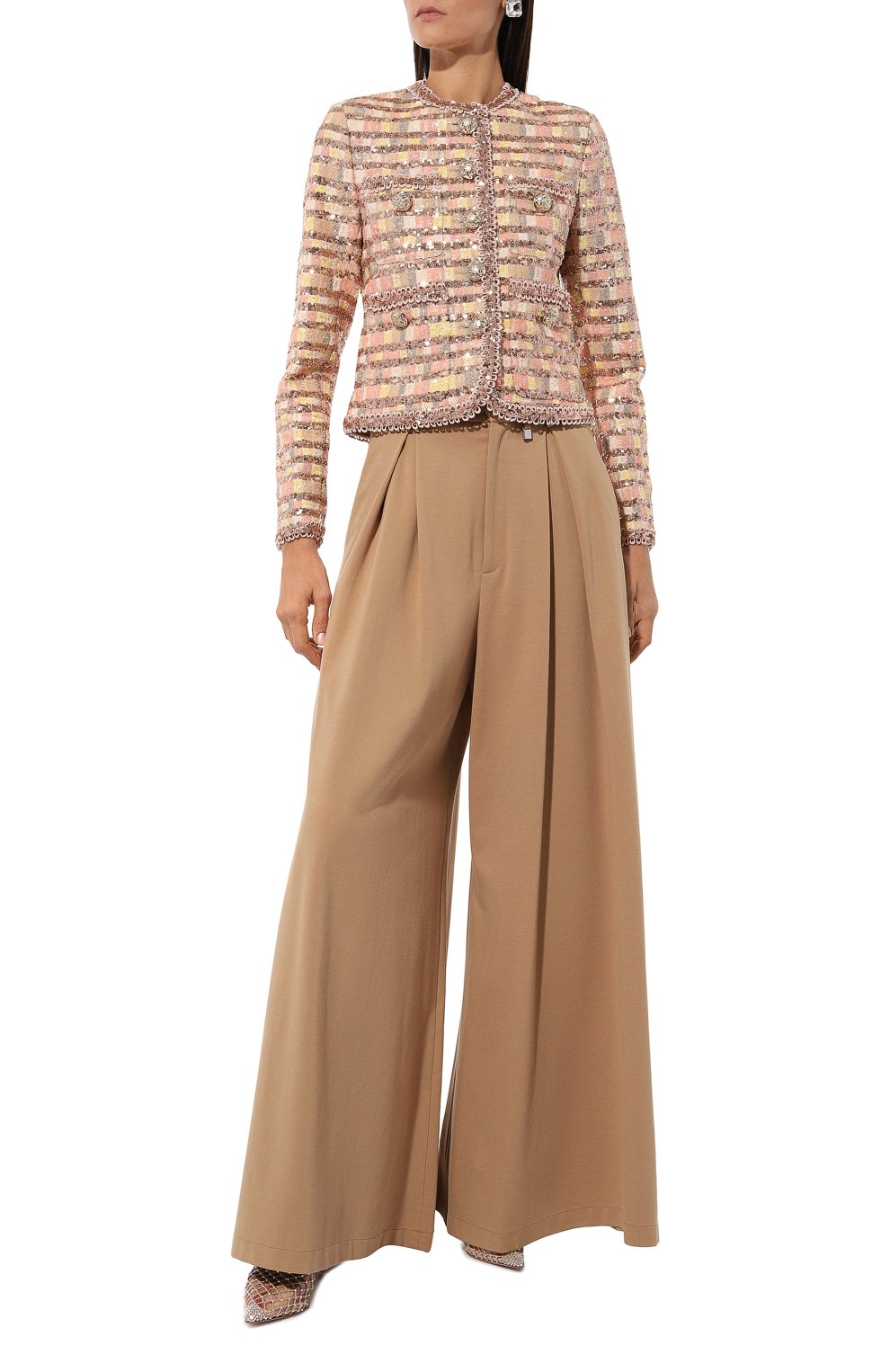 Жакет с отделкой пайетками ELIE SAAB бежевого цвета по цене 286500 руб., арт. J0019N, фото 2 Жакет с отделкой пайетками ELIE SAAB, арт. J0019N, фото 2