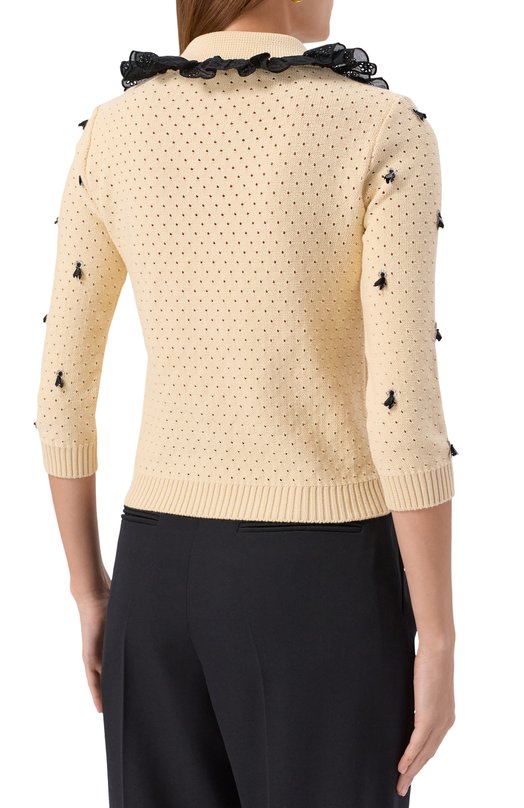 Хлопковый кардиган Valentino 7B3KA12H/9EE Кремовый  7B3KA12H/9EE Фото 4
