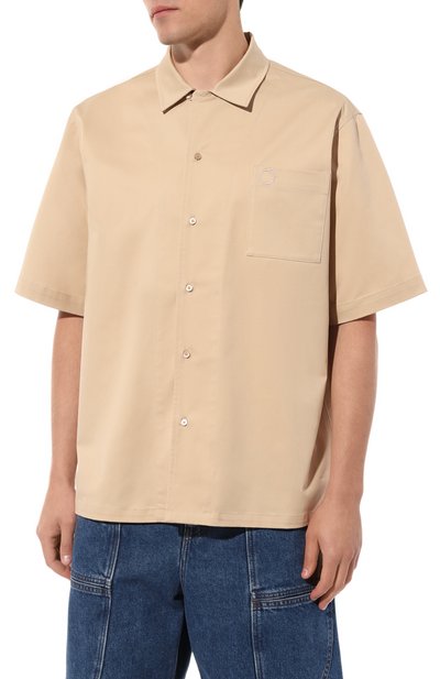 Хлопковая рубашка TRUSSARDI бежевого цвета по цене 25000 руб., арт. 52C00308-1T006185, фото 3 Хлопковая рубашка TRUSSARDI, арт. 52C00308-1T006185, фото 3