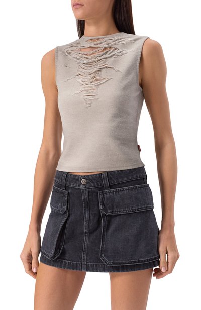 Топ DIESEL серого цвета по цене 33650 руб., арт. A18923/0PLAI, фото 3 Топ DIESEL, арт. A18923/0PLAI, фото 3