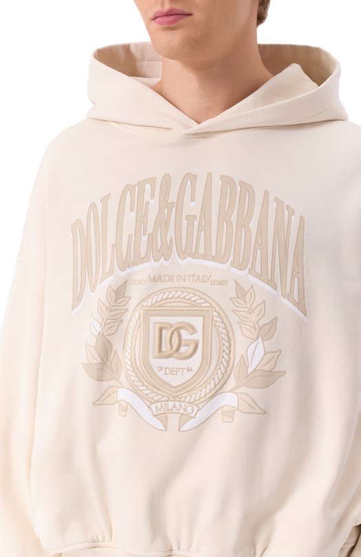 Хлопковое худи Dolce & Gabbana G9BJGZ/G702J Кремовый  G9BJGZ/G702J Фото 5