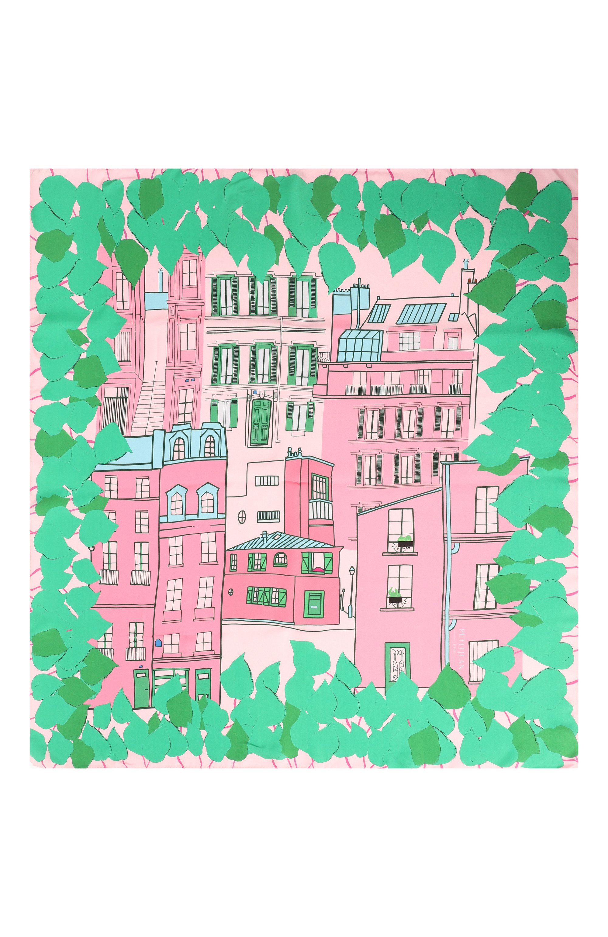 Шелковый платок montmartre PETITJEAN PARIS розового цвета по цене 35000 руб., арт. 7C26, фото 4 Шелковый платок montmartre PETITJEAN PARIS, арт. 7C26, фото 4