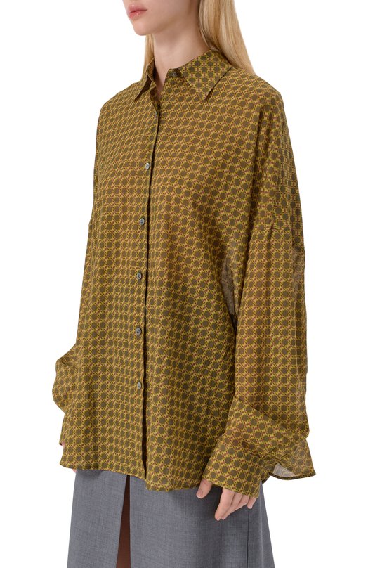Хлопковая рубашка Dries Van Noten 010700-2109-205 Бежевый  010700-2109-205 Фото 3