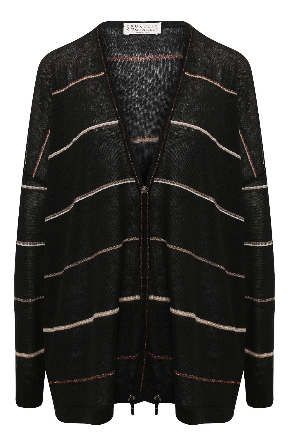 Льняной кардиган BRUNELLO CUCINELLI черного цвета по цене 153500 руб., арт. M1T130106, фото 1 Льняной кардиган BRUNELLO CUCINELLI, арт. M1T130106, фото 1
