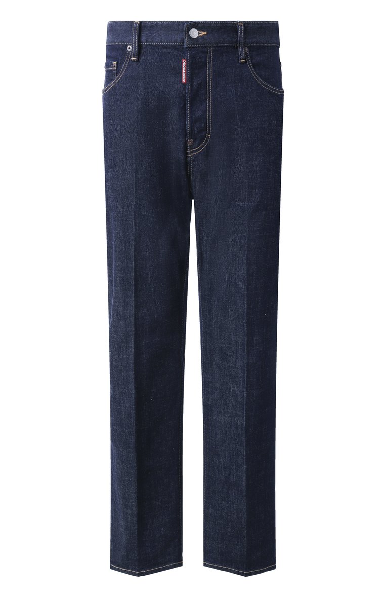 Мужские джинсы DSQUARED2 темно-синего цвета, арт. S74LB1421/S30664 | Фото 1 (Длина (брюки, джинсы): Стандартные; Материал сплава: Проставлено; Драгоценные камни: Проставлено; Силуэт М (брюки): Прямые; Кросс-КТ: Деним; Материал внешний: Деним, Хлопок; Стили: Повседневный)