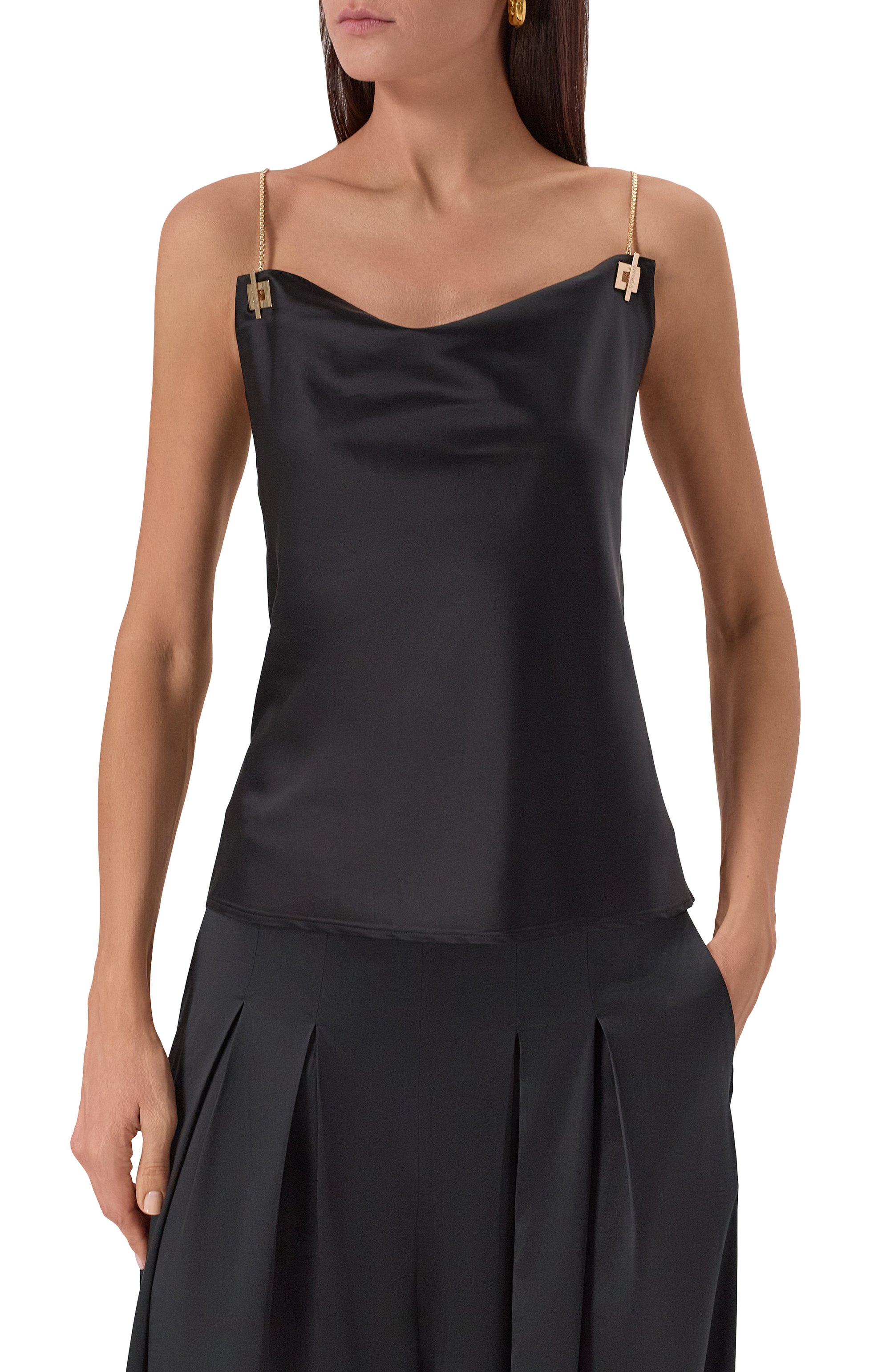 Атласный топ DANAME черного цвета по цене 30900 руб., арт. 725FW7707A, фото 3 Атласный топ DANAME, арт. 725FW7707A, фото 3