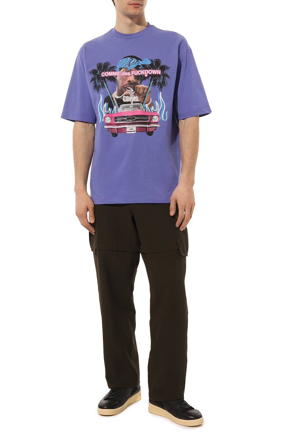 Хлопковая футболка COMME DES FUCKDOWN сиреневого цвета по цене 9410 руб., арт. CDFU2284, фото 2 Хлопковая футболка COMME DES FUCKDOWN, арт. CDFU2284, фото 2