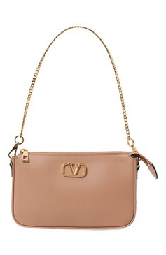 Женская сумка vlogo signature mini VALENTINO бежевого цвета, арт. 5W2P0AA9/MIM | Фото 1 (Материал: Натуральная кожа; Драгоценные камни: Проставлено; Ремень/цепочка: На ремешке; Материал сплава: Проставлено; Размер: mini)