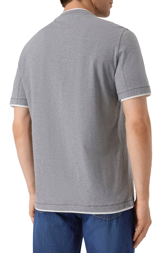 Хлопковая футболка Brunello Cucinelli M0B137451G Серый  M0B137451G Фото 4