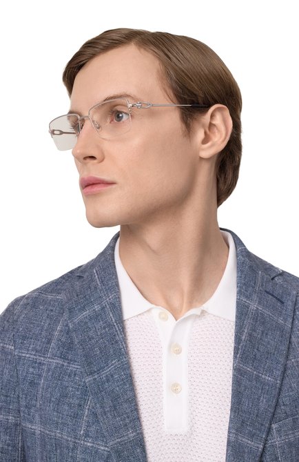 Мужские оправа CARTIER серебряного цвета, арт. CT0319 004 | Фото 2 (Тип очков: Оправа; Кросс-КТ: Оправы-мужское; Очки форма: Прямоугольные; Оптика Гендер: оптика-мужское)