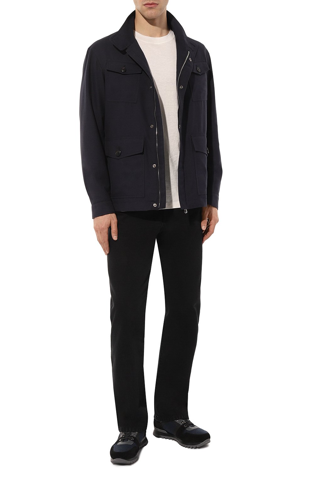 Куртка из хлопка и кашемира CORTIGIANI темно-синего цвета по цене 261500 руб., арт. 7CG618, фото 2 Куртка из хлопка и кашемира CORTIGIANI, арт. 7CG618, фото 2