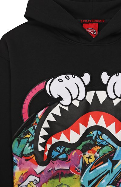 Хлопковое худи SPRAYGROUND черного цвета по цене 18800 руб., арт. SPY1237G, фото 3 Хлопковое худи SPRAYGROUND, арт. SPY1237G, фото 3