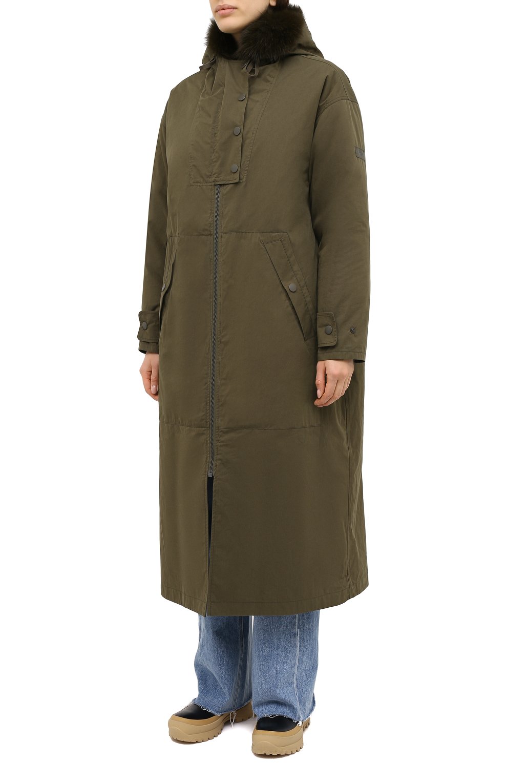 Парка с меховой отделкой YS ARMY PARIS хаки цвета по цене 221000 руб., арт. 21WFM03320A02X, фото 4 Парка с меховой отделкой YS ARMY PARIS, арт. 21WFM03320A02X, фото 4