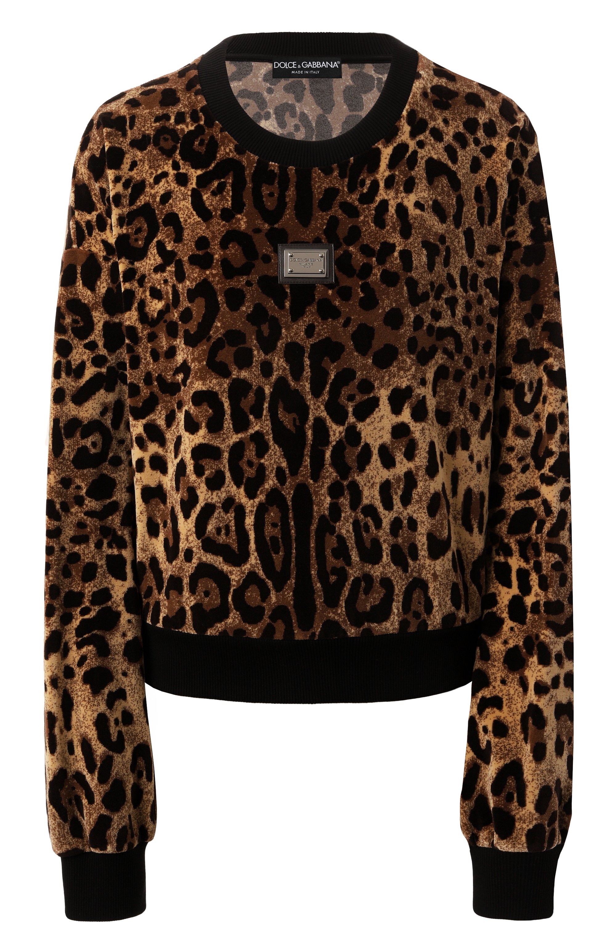 Хлопковый свитшот DOLCE & GABBANA леопардового цвета по цене 113500 руб., арт. F9R28T/FJ7D5/L, фото 1 Хлопковый свитшот DOLCE & GABBANA, арт. F9R28T/FJ7D5/L, фото 1
