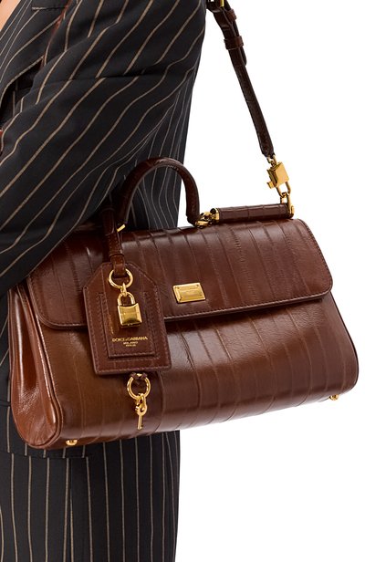 Сумка my sicily из кожи миксины DOLCE & GABBANA коричневого цвета по цене 478000 руб., арт. BB7782/B8291, фото 2 Сумка my sicily из кожи миксины DOLCE & GABBANA, арт. BB7782/B8291, фото 2