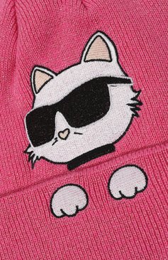 Детский комплект из шапки и шарфа-снуда KARL LAGERFELD KIDS фуксия цвета, арт. Z30333 | Фото 6 (Материал: Хлопок, Текстиль; Нос: Не проставлено; Материал сплава: Проставлено)