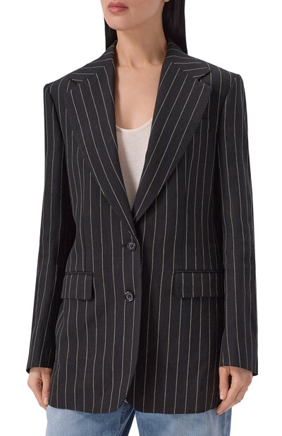 Жакет изо льна и шерсти DOLCE & GABBANA черного цвета по цене 363000 руб., арт. F2JAAT/FR3F2, фото 3 Жакет изо льна и шерсти DOLCE & GABBANA, арт. F2JAAT/FR3F2, фото 3