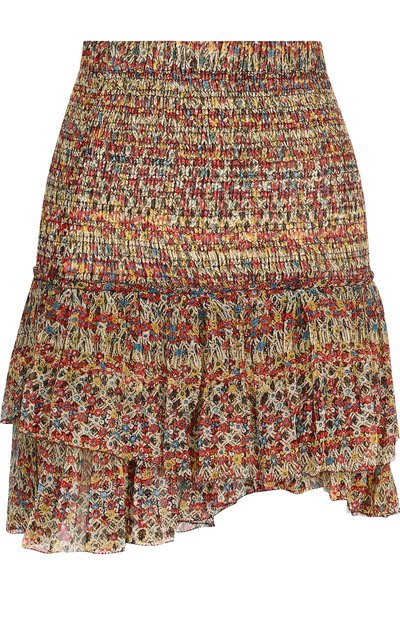 Женская шелковая мини-юбка с оборками и принтом ISABEL MARANT ETOILE, арт. JU0752-18P029E/EARLEY