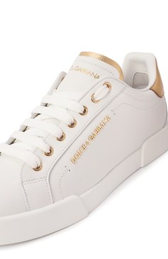 Женские кожаные кеды portofino DOLCE & GABBANA белого цвета, арт. CK1602/AN298 | Фото 7 (Материал внутренний: Натуральная кожа; Подошва: Платформа; Статус проверки: Проверена категория; Материал утеплителя: Без утеплителя; Региональные ограничения белый список (Axapta Mercury): RU; Стили: Кэжуэл; Драгоценные камни: Проставлено; Материал сплава: Проставлено; Материал внешний: Натуральная кожа; Кросс-КТ: Низкие)