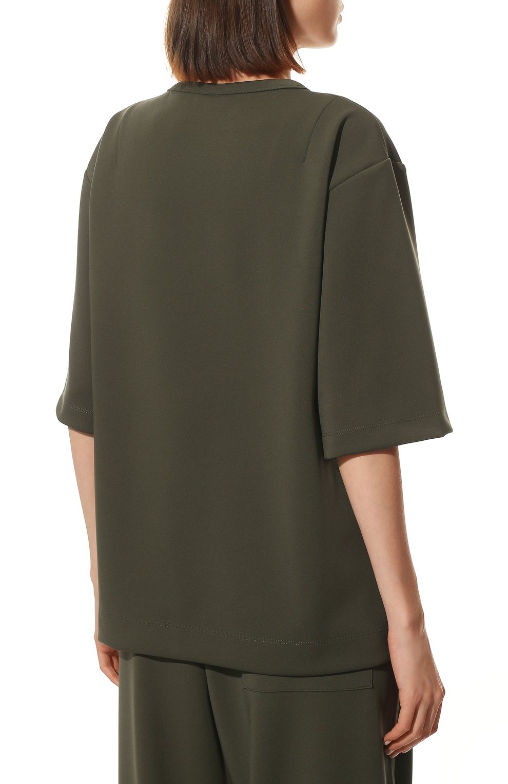 Футболка DRIES VAN NOTEN хаки цвета по цене 35650 руб., арт. 221-011151-4308, фото 4 Футболка DRIES VAN NOTEN, арт. 221-011151-4308, фото 4