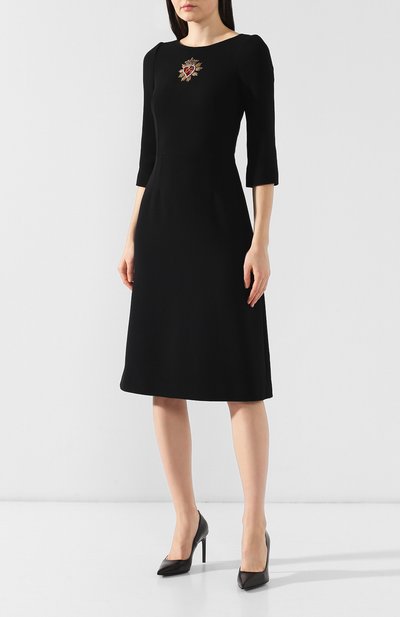 Шерстяное платье DOLCE & GABBANA черного цвета по цене 199000 руб., арт. F6D0HZ/FU2TZ, фото 3 Шерстяное платье DOLCE & GABBANA, арт. F6D0HZ/FU2TZ, фото 3
