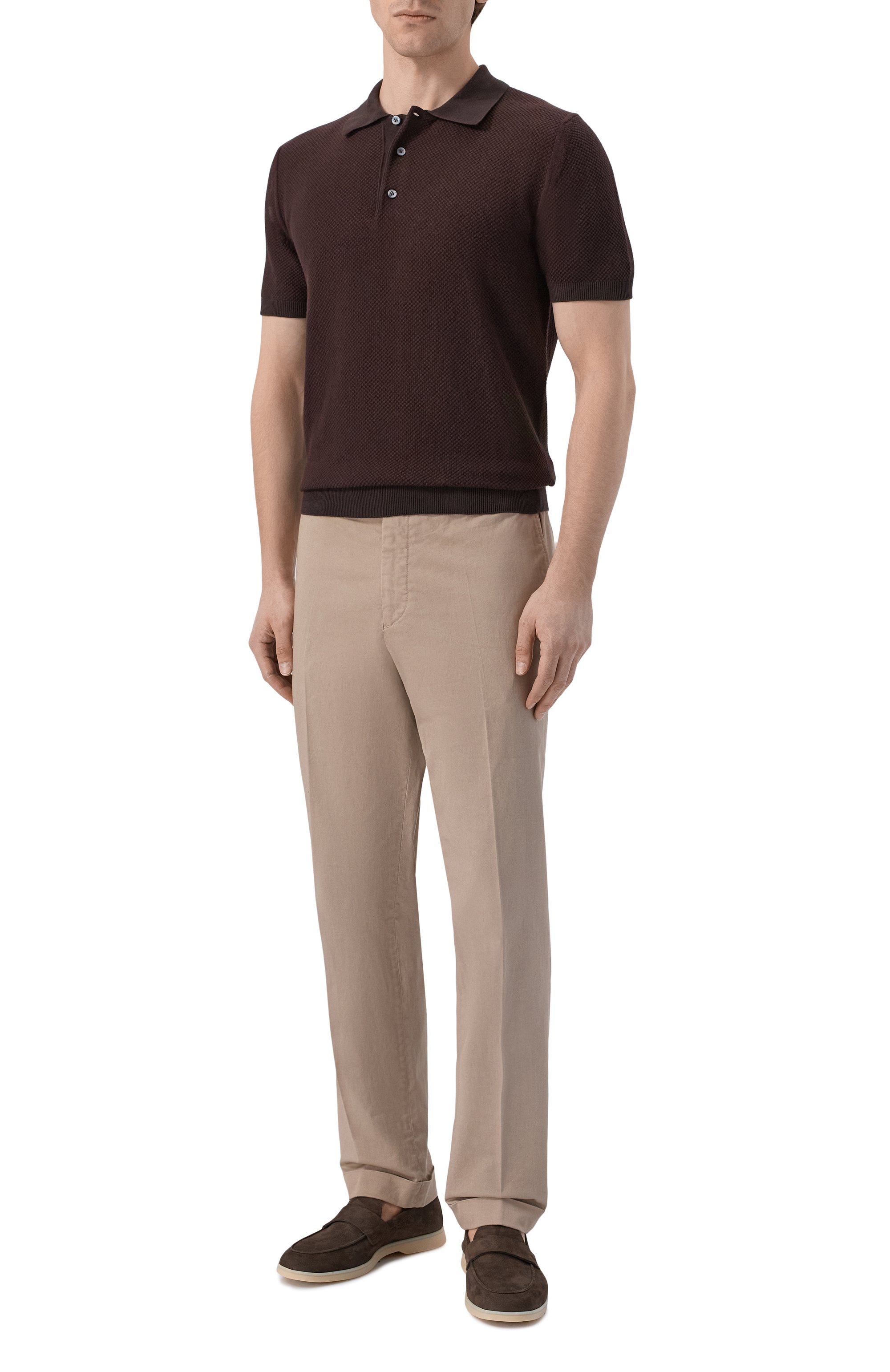 Хлопковое поло CANALI темно-коричневого цвета по цене 59650 руб., арт. C0127/MK02461, фото 2 Хлопковое поло CANALI, арт. C0127/MK02461, фото 2