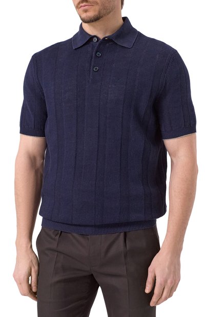 Поло изо льна и хлопка BRUNELLO CUCINELLI, арт. M2L707815, фото 3