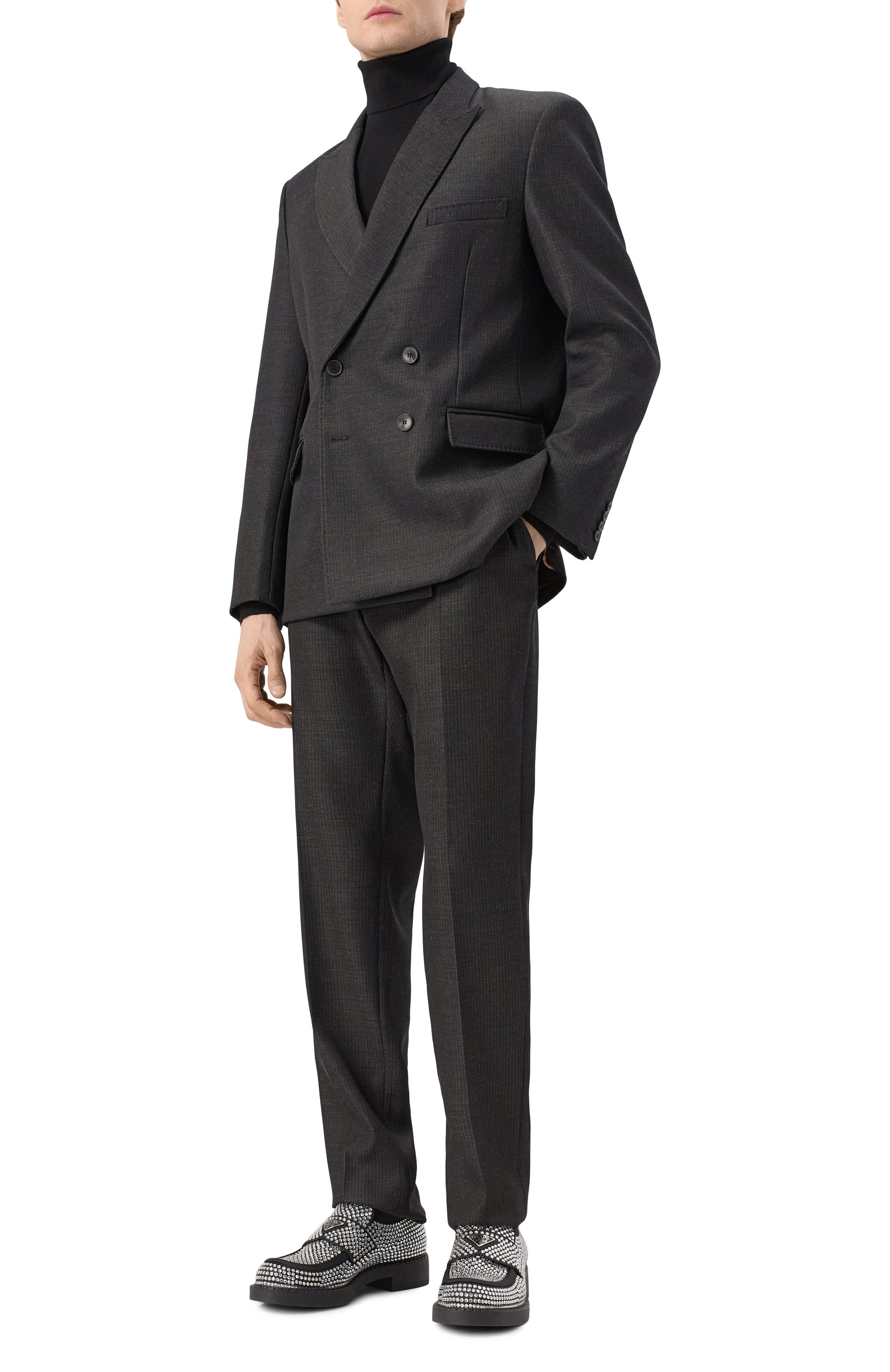 Текстильные лоферы chocolate PRADA, арт. 2DE135-2AWL-F0Z2D, фото 2