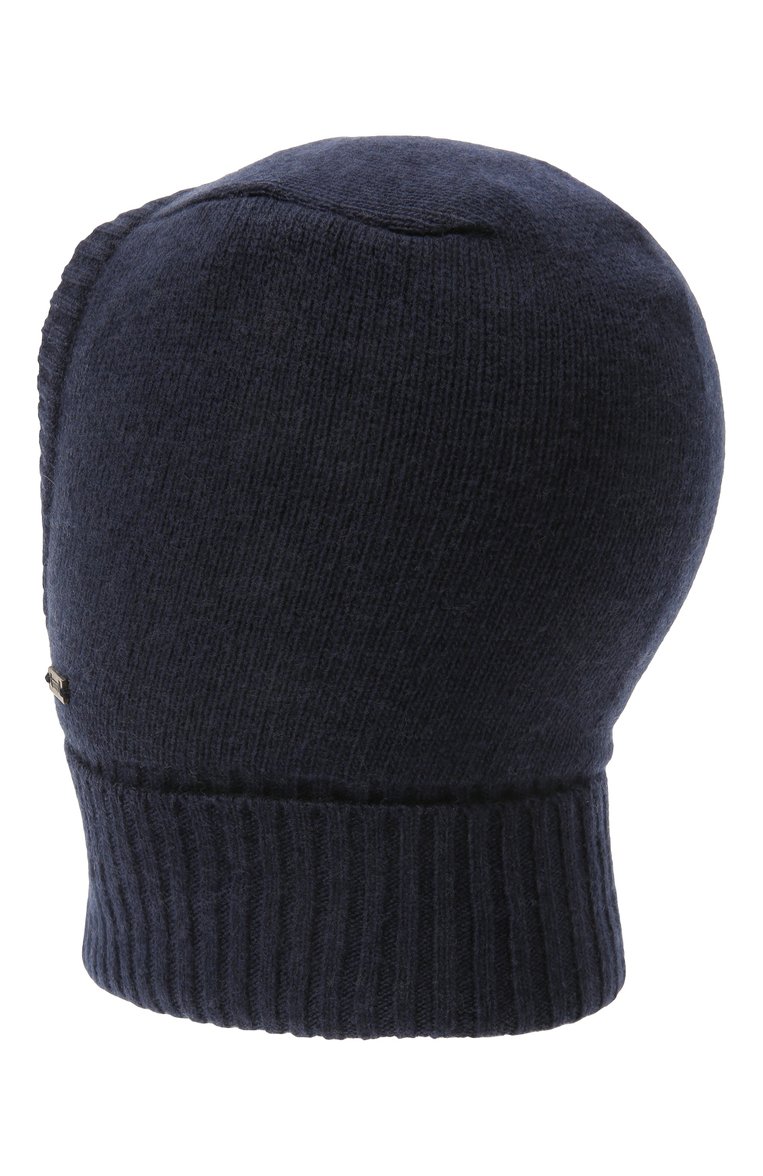 Детского шерстяная шапка-балаклава IL TRENINO темно-синего цвета, арт. CL 4101/VB | Фото 2 (Материал: Текстиль, Кашемир, Шерсть; Материал сплава: Проставлено; Нос: Не проставлено)