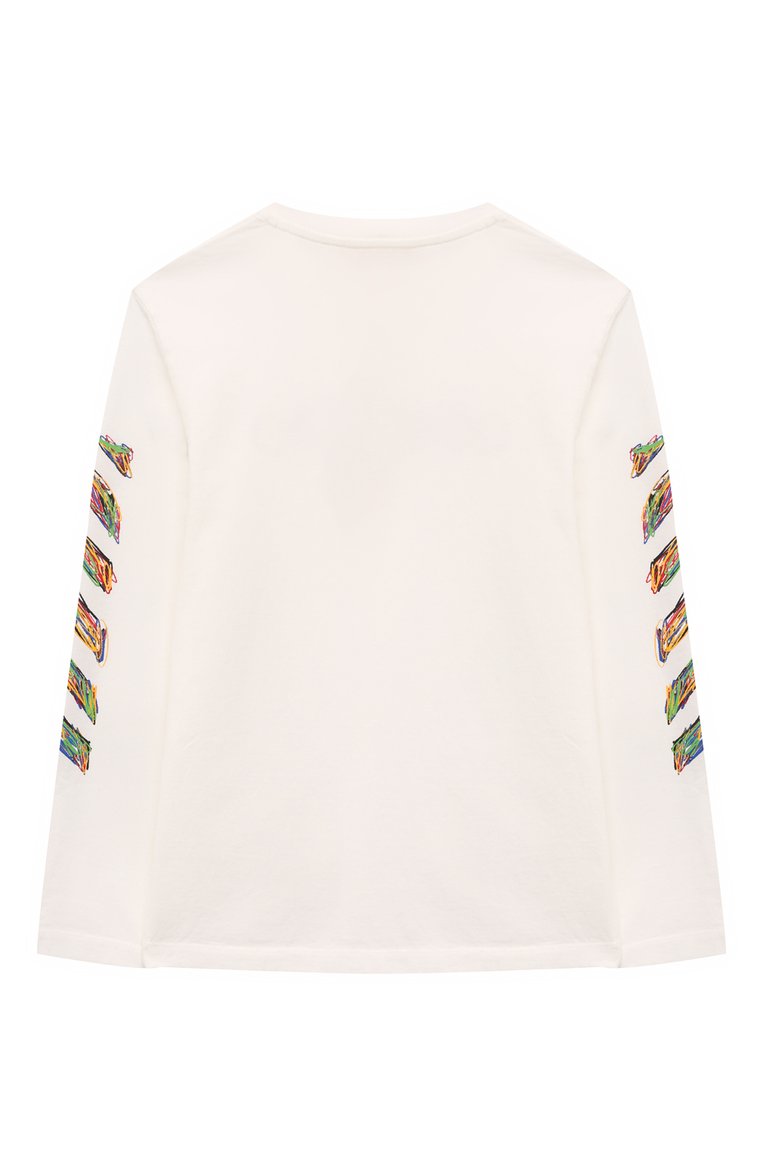 Детская хлопковый лонгслив OFF-WHITE белого цвета, арт. 0BAB001S24JER002/4-10 | Фото 2 (Рукава: Длинные; Материал внешний: Хлопок; Мальчики Кросс-КТ: Лонгслив-одежда; Ростовка одежда: 6 лет | 116 см, 8 лет | 128 см, 10 - 11 лет | 140 - 146см, 4 года | 104 см)