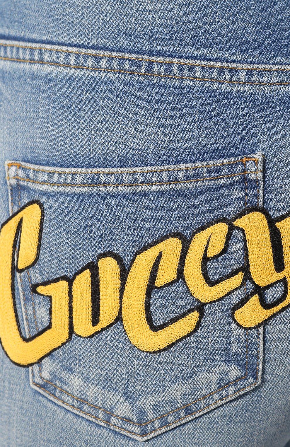 Джинсы с потертостями GUCCI синего цвета по цене 128160 руб., арт. 502797/XDAHY, фото 5 Джинсы с потертостями GUCCI, арт. 502797/XDAHY, фото 5