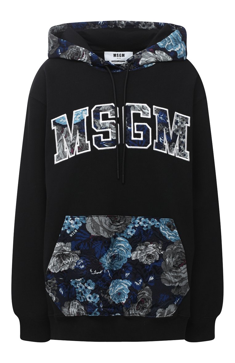 Женский хлопковое худи MSGM черного цвета, арт. 2941MDM174 207799 | Фото 1 (Материал внешний: Хлопок; Длина (для топов): Стандартные; Рукава: Длинные; Женское Кросс-КТ: Худи-одежда; Материал сплава: Проставлено; Драгоценные камни: Проставлено)